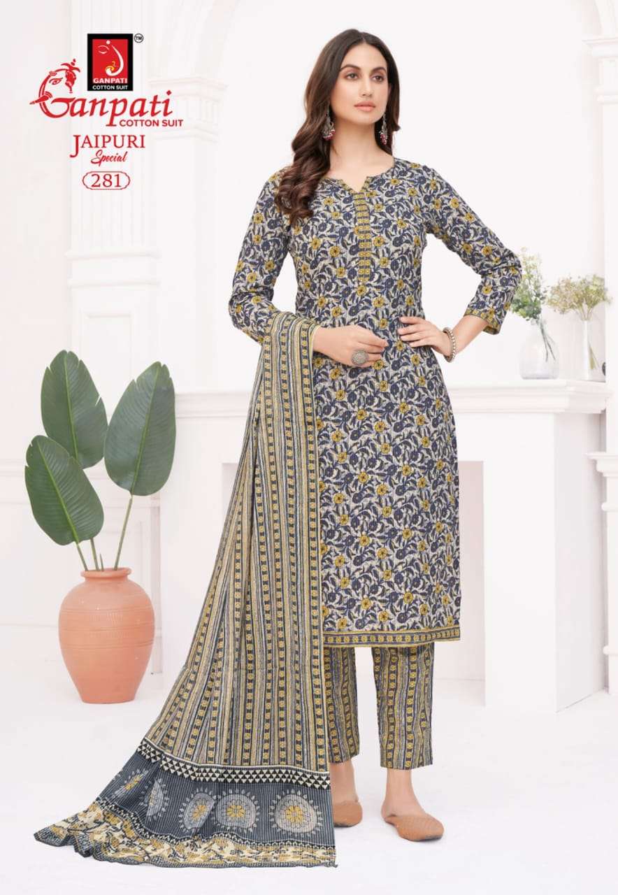 Ganpati Jaipuri Vol-13 series 281-295 Cotton wholesale salwar kameez in sur