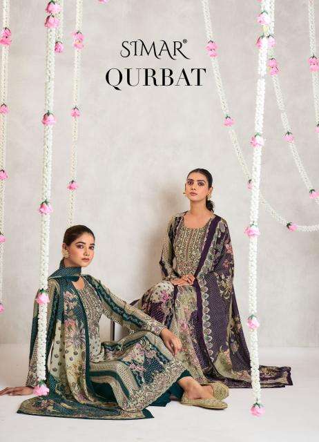 glossy qurbat series 8044 NATURAL CRAPE wholesale salwar kameez in surat