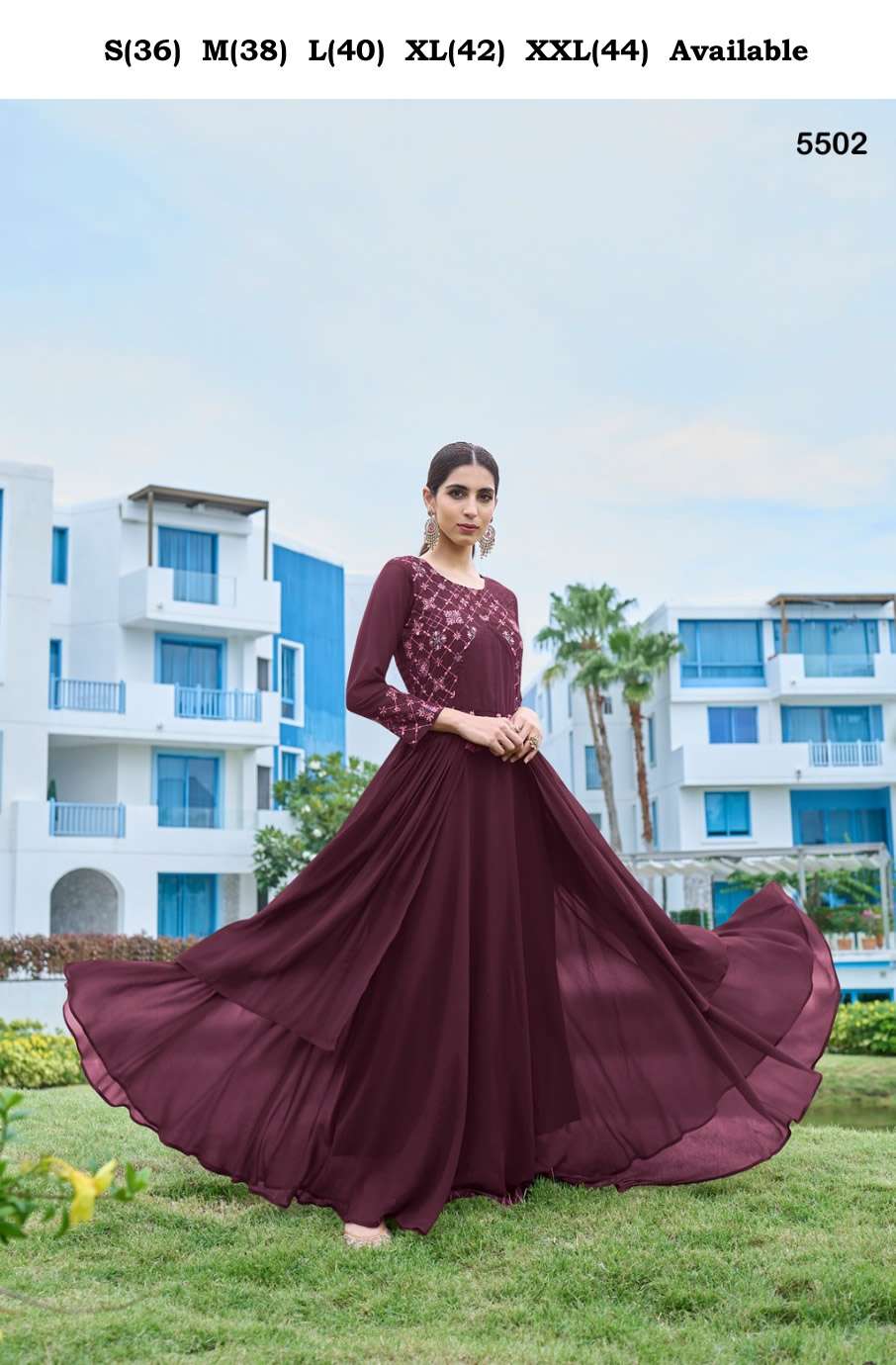 Heavy Georgette with Heavy Embroidery and Handwork Wholesale Kurti And Gown in Surat