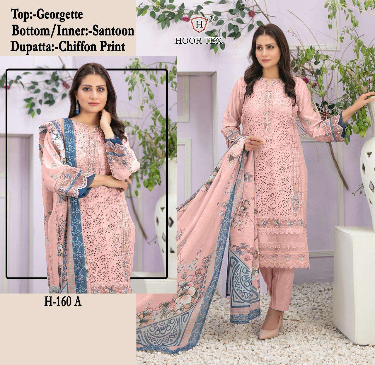 Hoor Tex H-160 Fox Georgette Embroidered Designer Wholesale Salwar Kameez in Surat