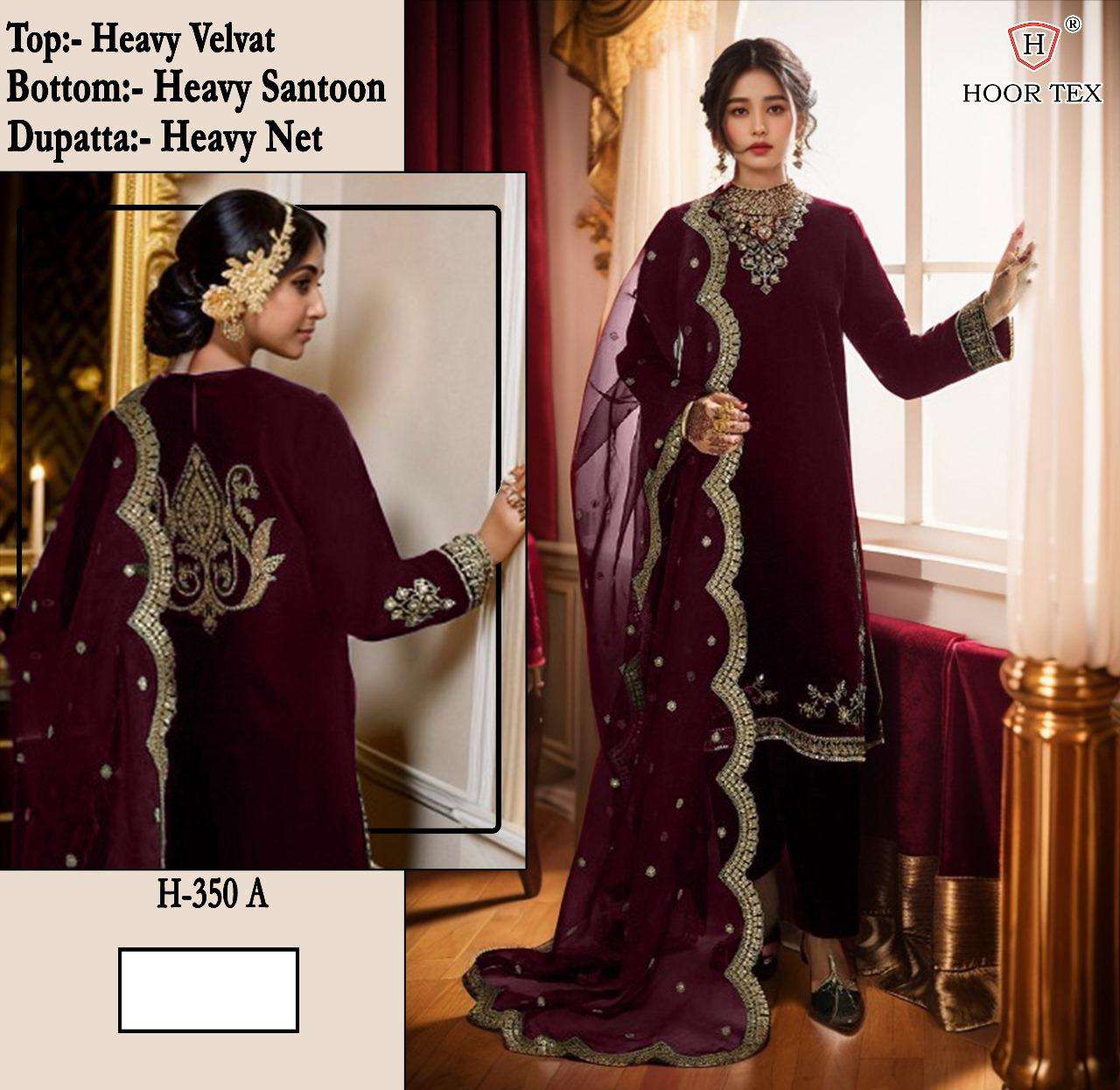 Hoor Tex H 350 Heavy Velvet Embroidered Wholesale Salwar Kameez in Surat