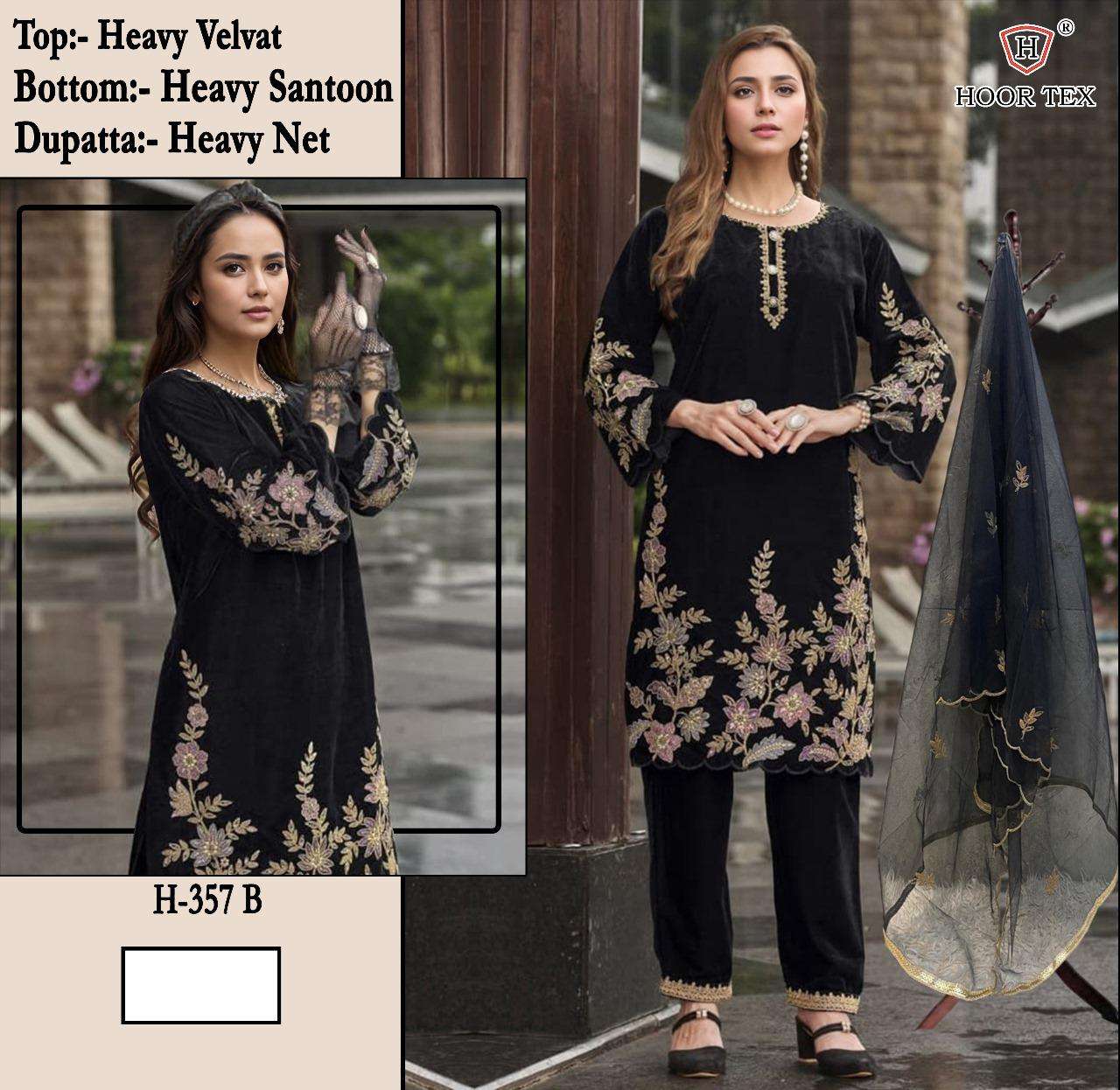 Hoor Tex H-357 A to D Heavy Velvet Wholesale Salwar Kameez in Surat