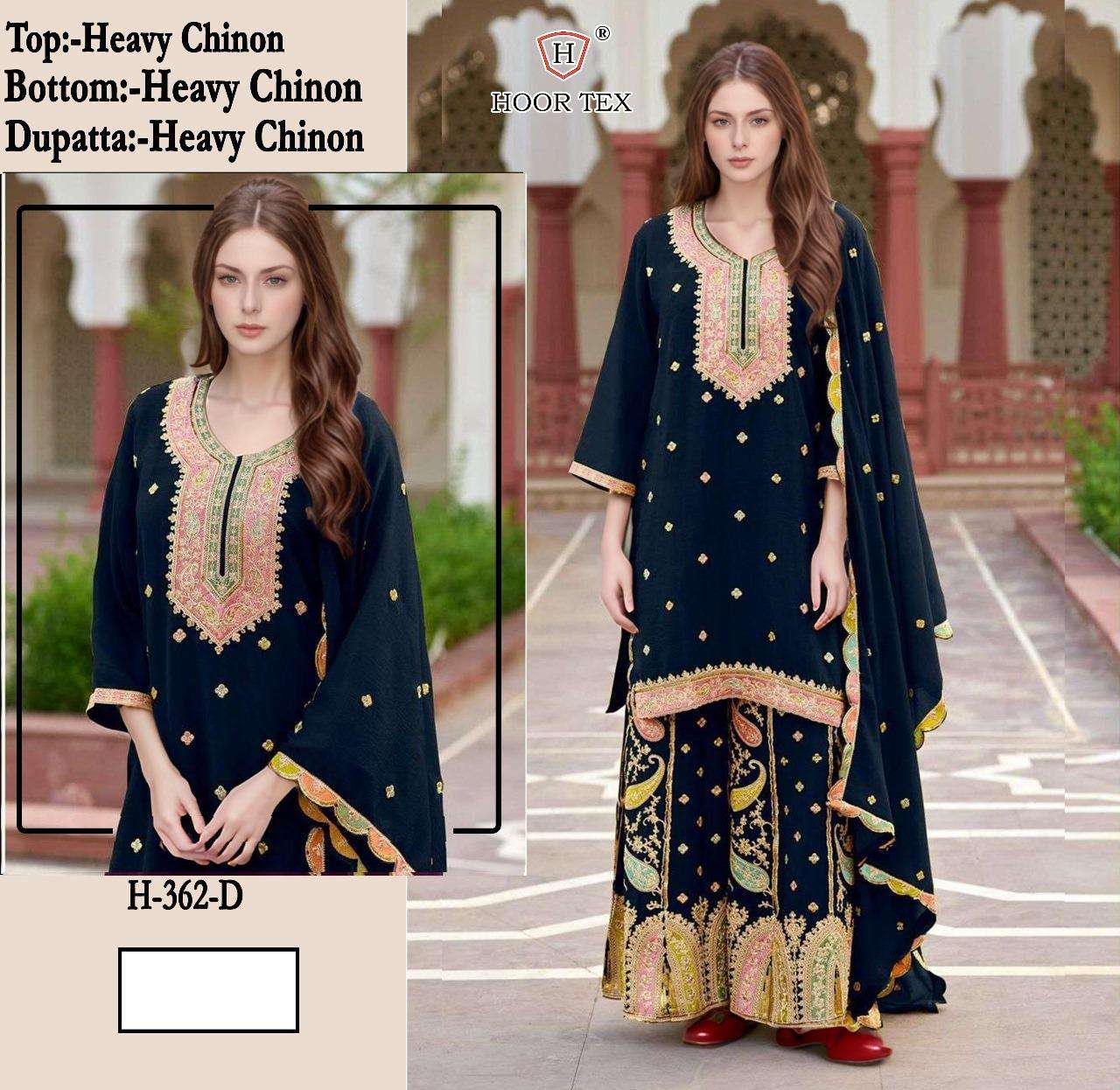 hoor tex H-362 A To D Heavy chinon wholesale salwar kameez in surat