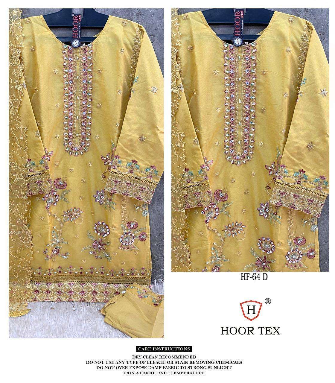 HOOR TEX HF-64A Heavy Organza Embroidery Designer Salwar Kameez Wholesale in Surat