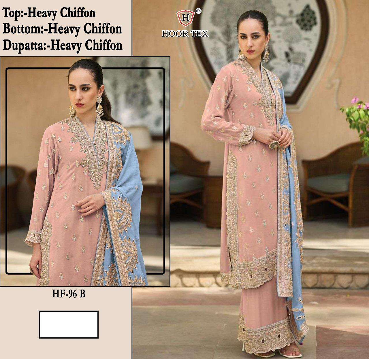 Hoor Tex HF-96 A-B Heavy Chiffon wholesale salwar kameez in surat 