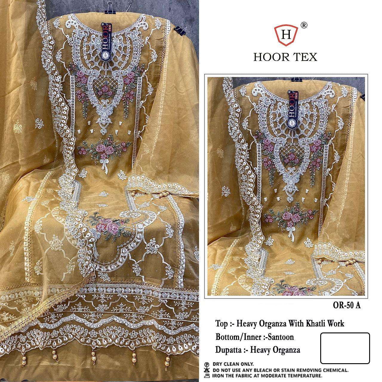 Hoor Tex OR-50 A to D Heavy Organza Zarkan Work Wholesale Salwar Kameez in Surat