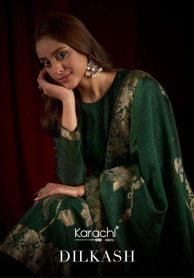 karachi prints dilkash series 79001-79004 silk woven jacquard wholesale salwar kameez in surat