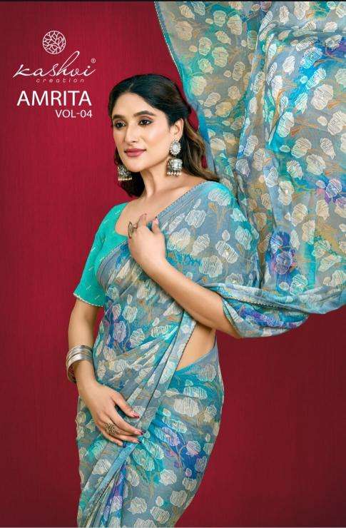 kashvi amrita vol 4 series 401-408 Dull moss wholesale saree in surat 