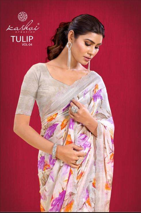 kashvi creation tulip vol 4 series 401-408 rimzim wholesale saree in surat 