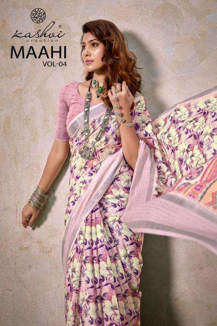 kashvi maahi vol 4 series 401-410 LINEN WEAVING wholesale saree in surat 