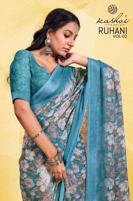 kashvi ruhani vol 2 series 201-208 DULL MOSS SATIN  wholesale saree in surat 