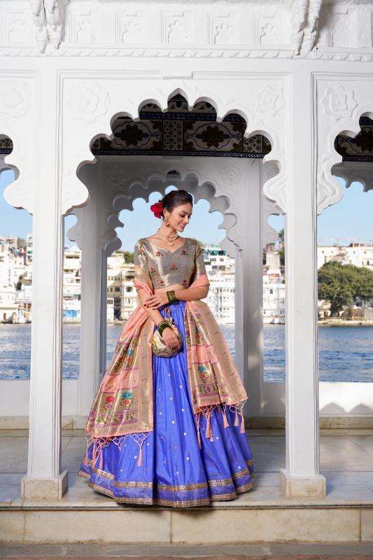 keerthna lnb2006 jacquard silk paithani designer stitch lehenga 