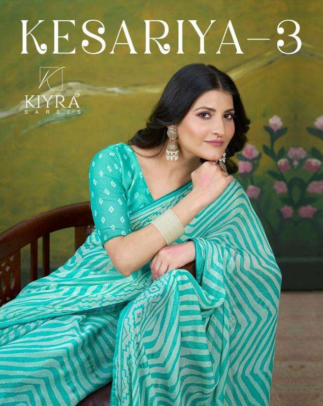 kiyra kesariya vol 3 series 1001-1006 DULL MOSS wholesale saree in surat 