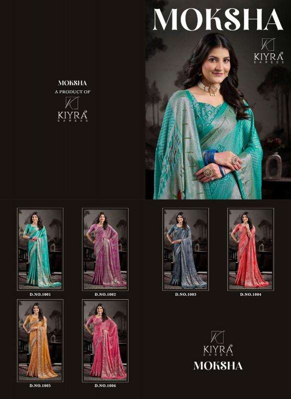 kiyra moksha vol 1 series 1001-1006 DULL MOSS BRASSO wholesale saree in surat 