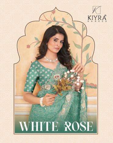 kiyra white rose series 1001-1006 DULL MOSS wholesale saree in surat 