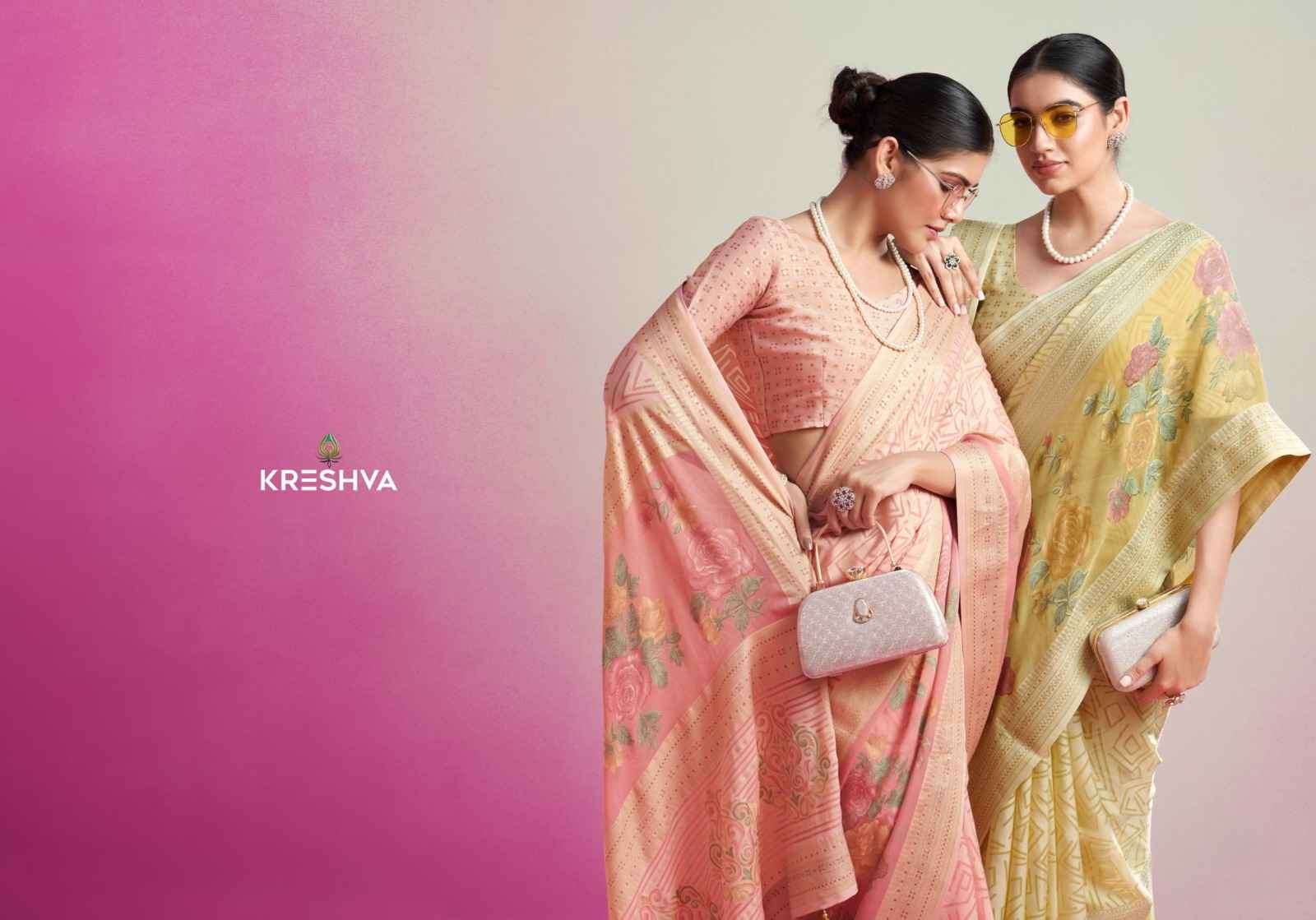 Kreshva Anasuya Georgette Saree with Burnout Fancy Design & Soft Finish Wholesale Saree in Surat