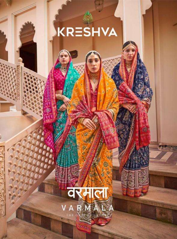 kreshva varmala series 791-796 Mercerized Sigma Silk wholesale saree in surat 