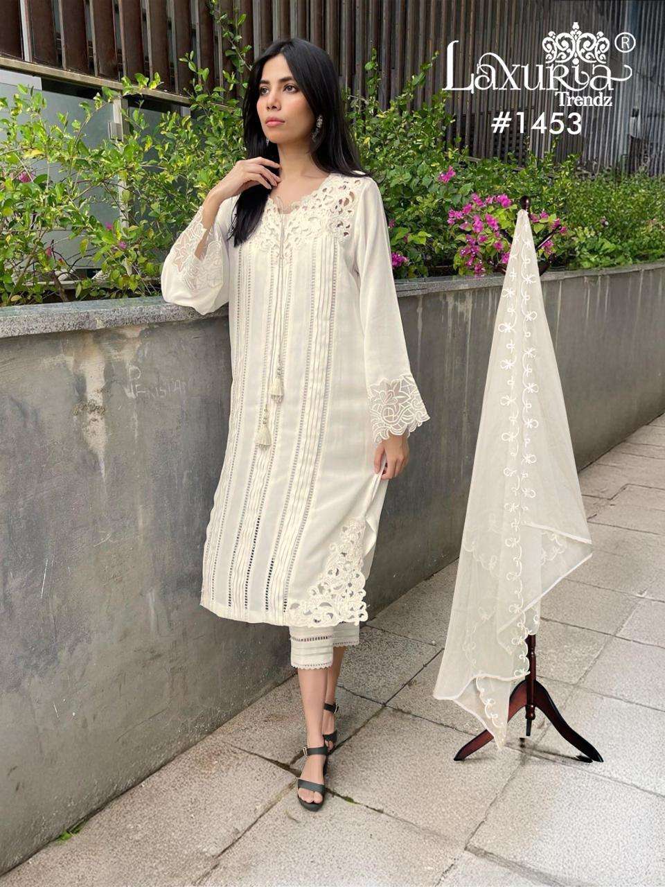 Laxuria D. No. 1453 Designer Tunic with Heavy Embroidery Wholesale Salwar Kameez in Surat