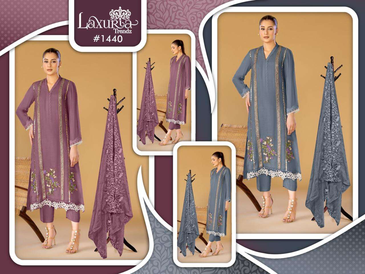 LUXURY D. No. 1440 Faux Georgette Designer Stylish Embroidered Wholesale Salwar Kameez in Surat