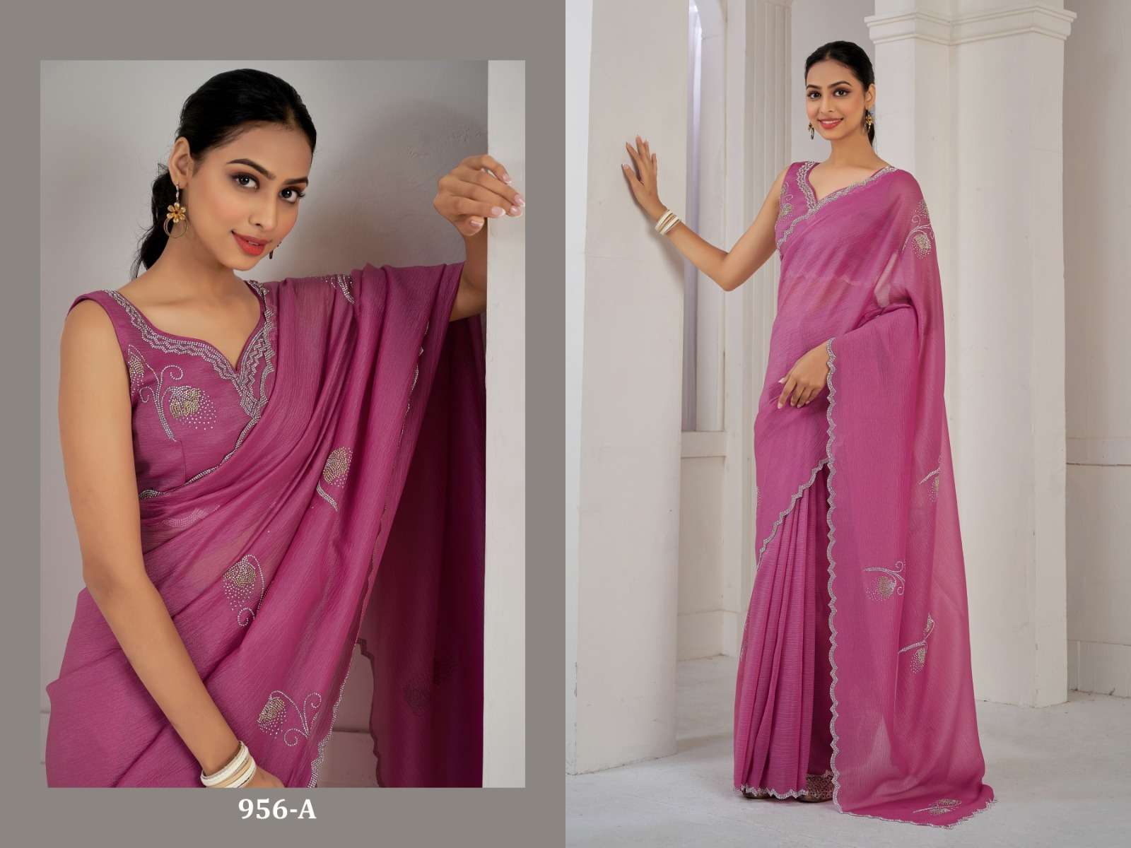 Mehek Saree 956A to 956F Pure Windy Crush Hand Work Jaquard Wholesale Saree in Surat