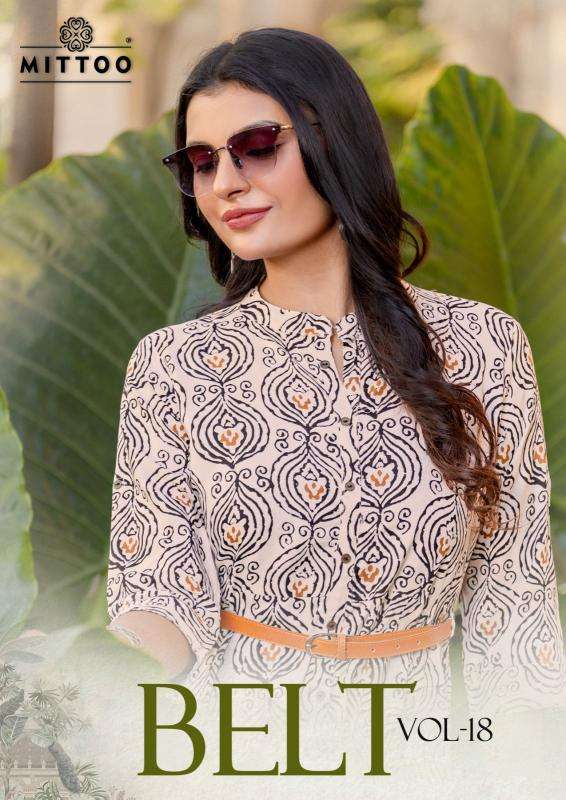 mittoo belt vol 18 series 1425-1430 Rayon Print wholesale kurti in surat 