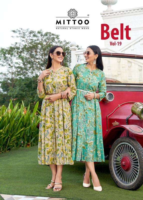 mittoo belt vol 19 series 1431-1436 rayon long kurti