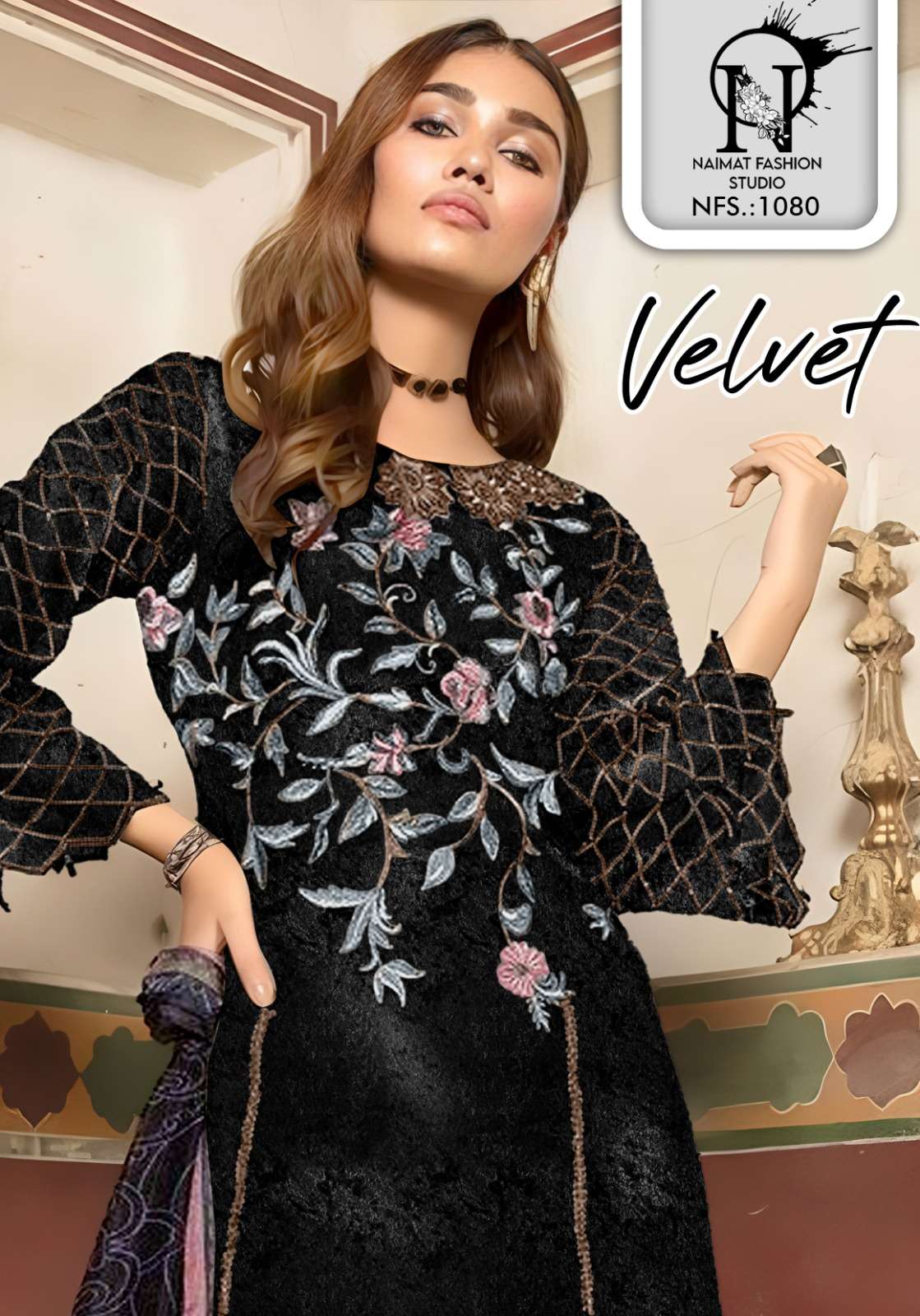 NAIMAT Fashion Studio NFS 1080 9000 Velvet Embroidered Salwar Kameez Wholesale in Surat