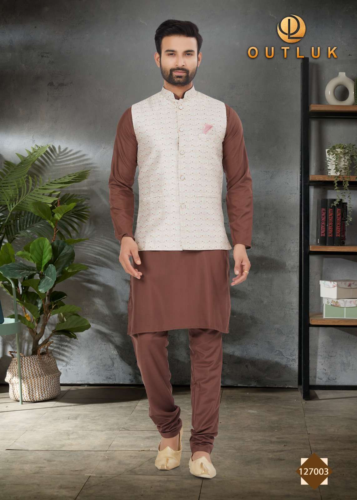 Outlook Vol 127 Silk Mens Wedding Kurta Pajama With Jacket Collection