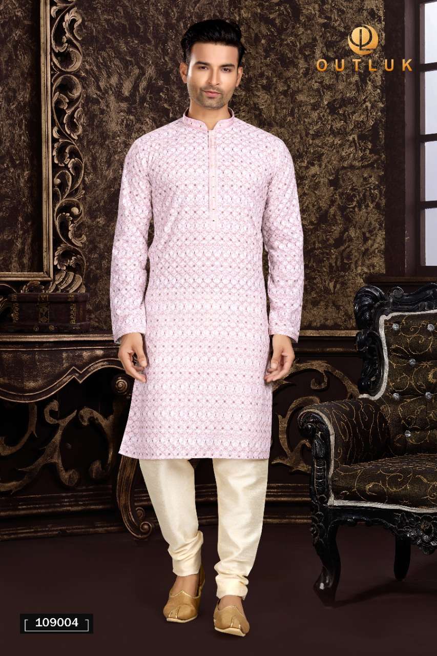 Outluk Vol 109 Cotton Ocassion Wear Mens Kurta With Pajama Collection