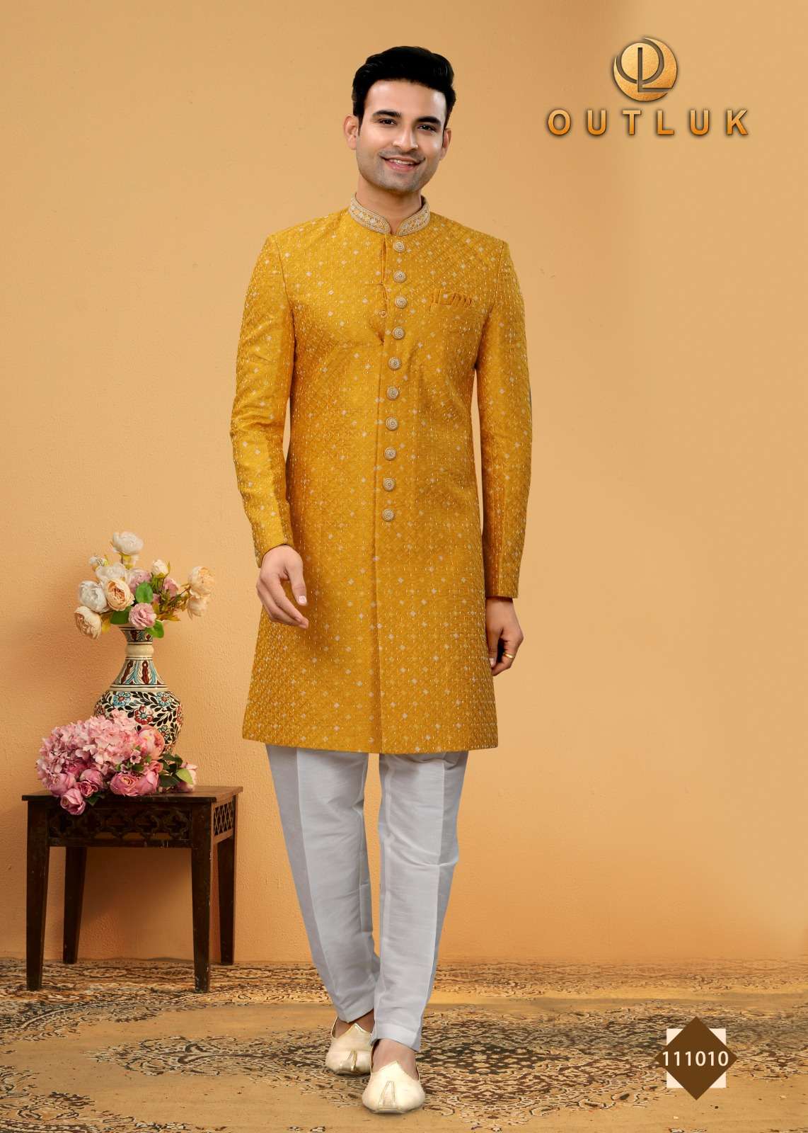 Outluk Vol 111 Art Silk Occasional Styles Mens Kurta With Pajama Collection