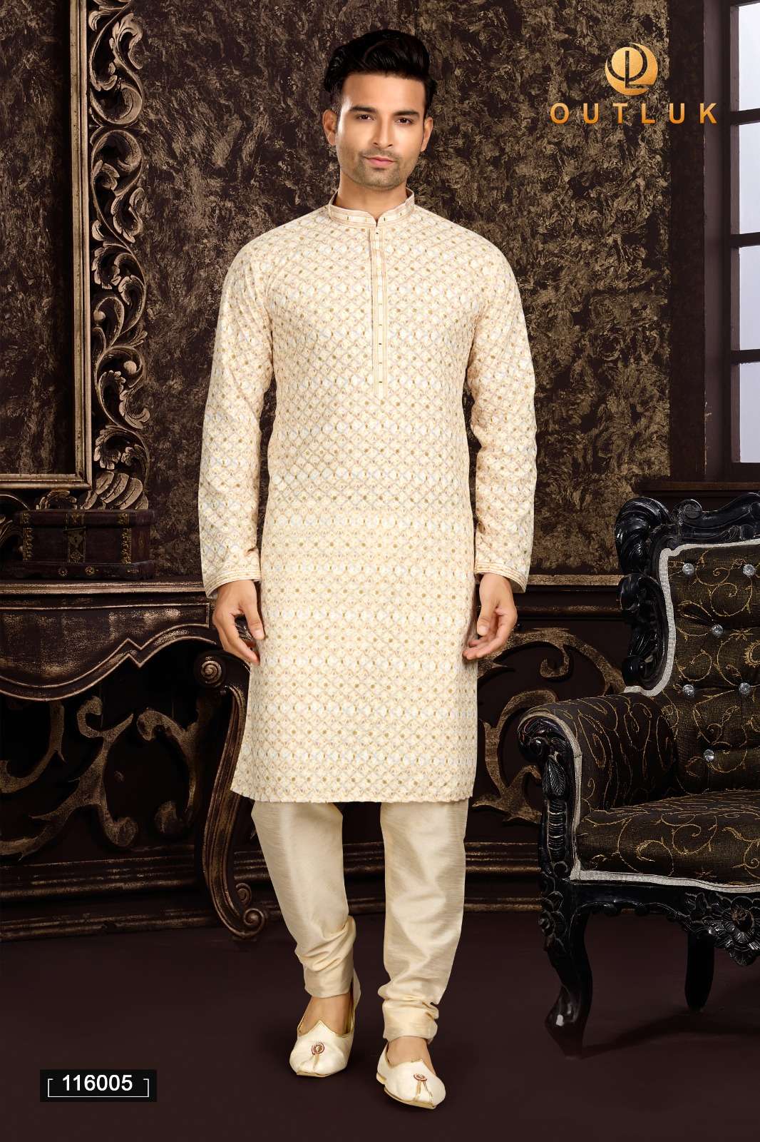 Outluk Vol 116 Cotton Designer Mens Kurta With Pajama Collection