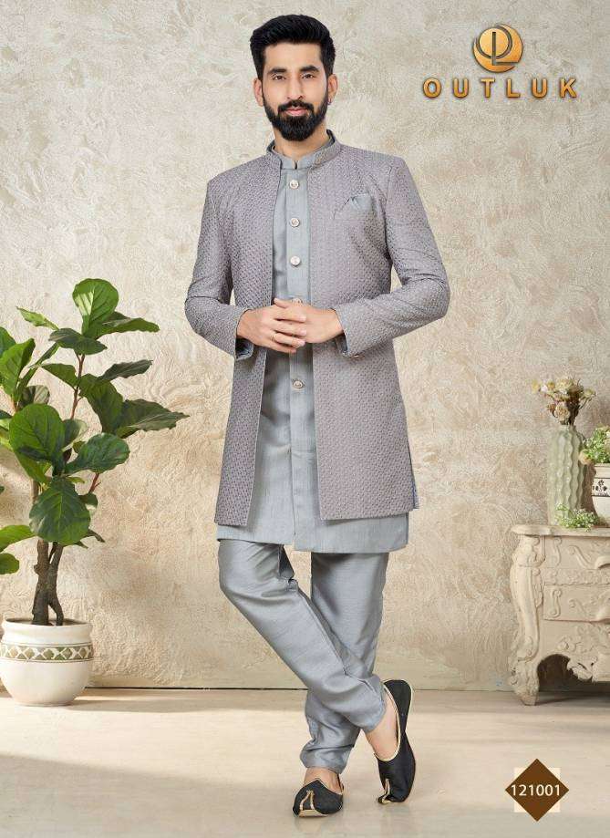 Outluk Vol 121 Art Silk Mens Kurta Pajama With Jacket Collection