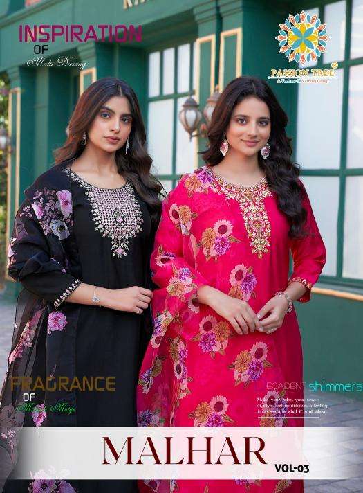 passion tree malhar vol 3 series 3001-3008 roman silk wholesale salwar kameez in surat