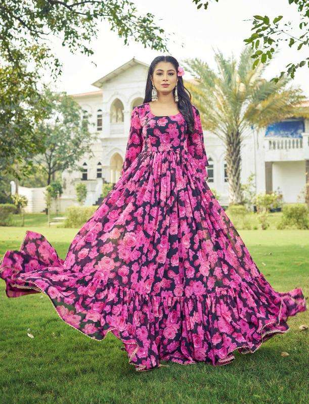 pr maahi georgette anarkali style readymade plus size ethnic gown