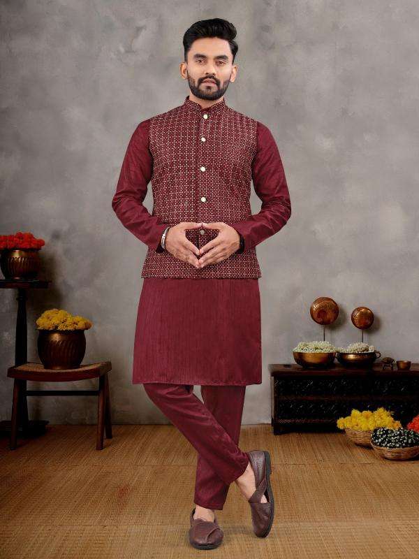 pr manyavar vol 3 bangory silk readymade classic kurta pajama with koti