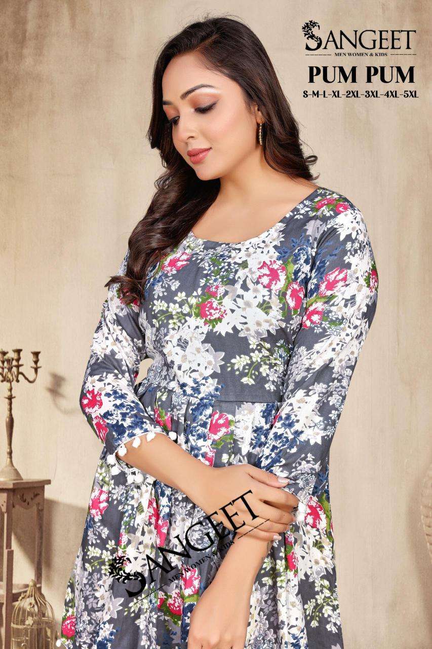 pr pum pum series 1001-1004 HEAVY RAYON wholesale kurti in surat 