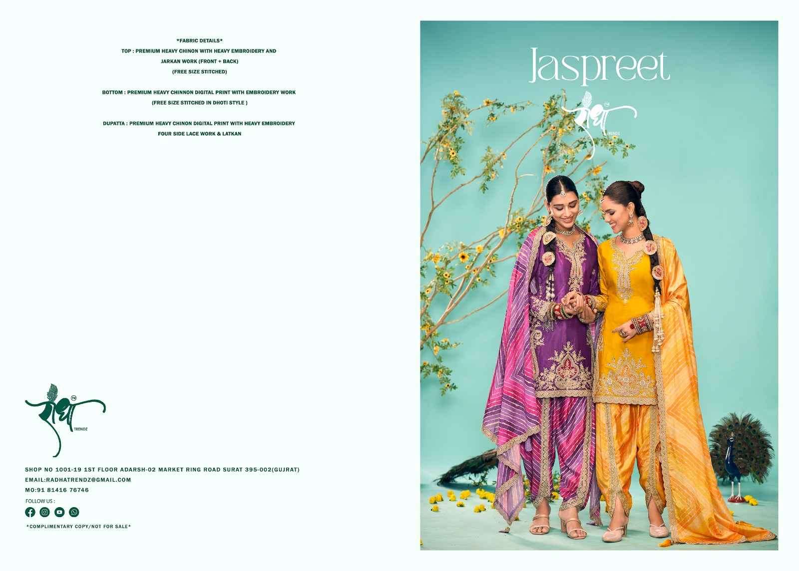 Radha Trendz Jaspreet Heavy Premium Chinon with Embroidery wholesale Salwar Kameez in Surat