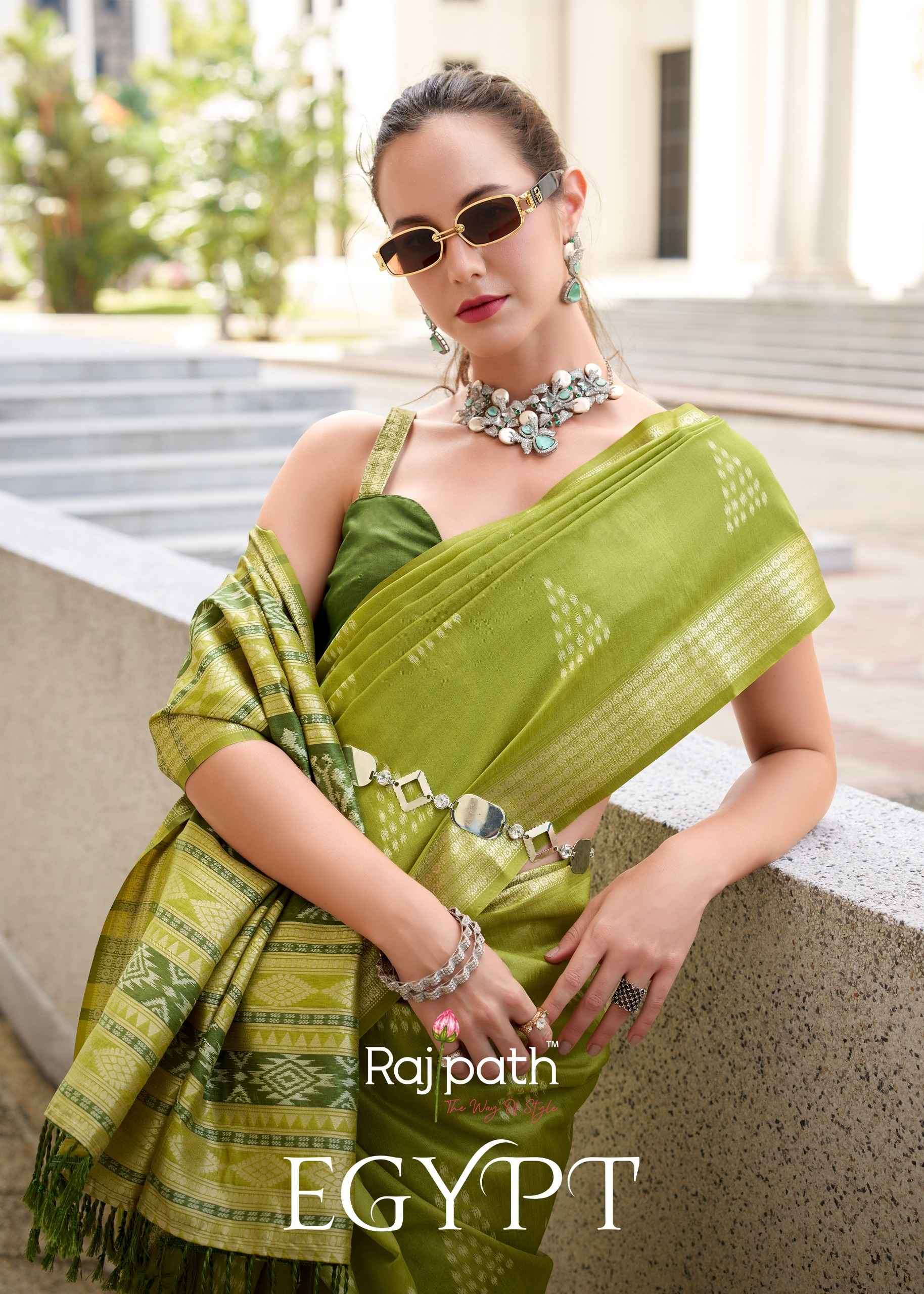 RAJPATH EGYPT Rayon Silk Ikkat Weaving Wholesale Sarees in Surat