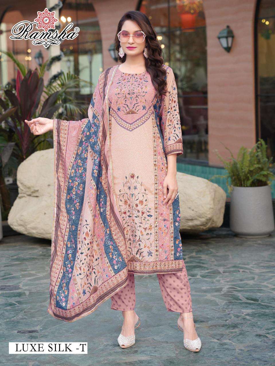 ramsha luxe silk st LUXURY SILK WITH ADDITIONAL WORK wholesale salwar kameez in surat 