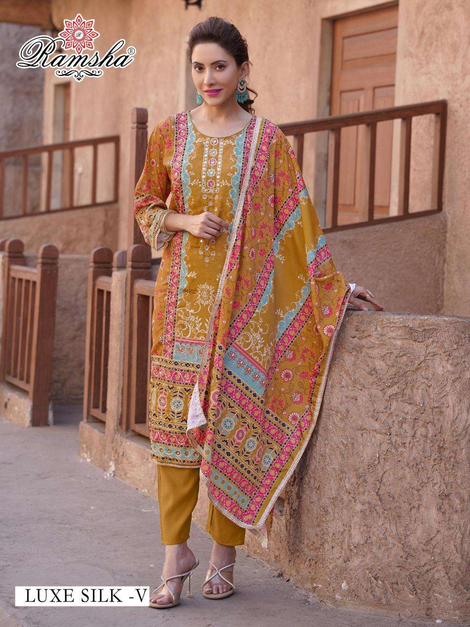 ramsha luxe silk uv LUXURY SILK WITH ADDITIONAL WORK wholesale salwar kameez in surat 