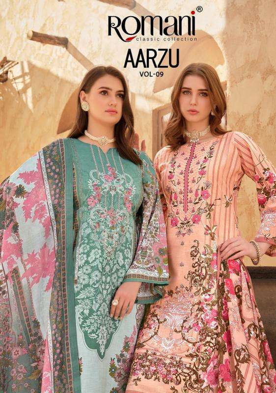 romani aarzu vol 9 series 1092001-1092008 Premium Soft Cotton wholesale salwar kameez in surat 