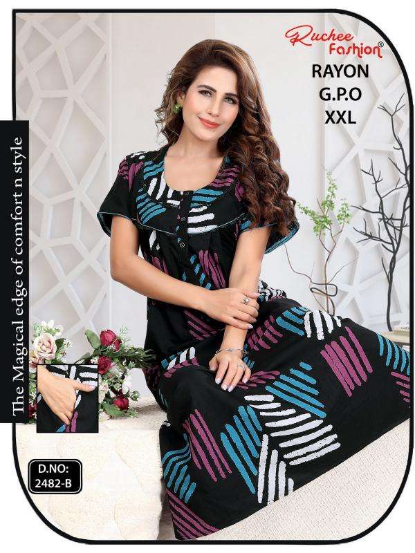 ruchee fashion 2481-2488 hit design rayon full stitch ghera nighty for womens