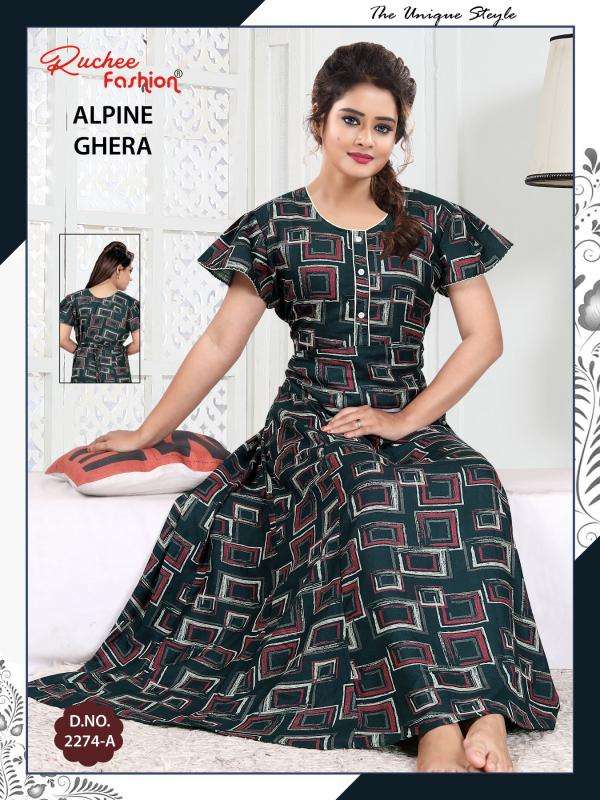 ruchee fashion alpine ghera FANCY wholesale night gown in surat 