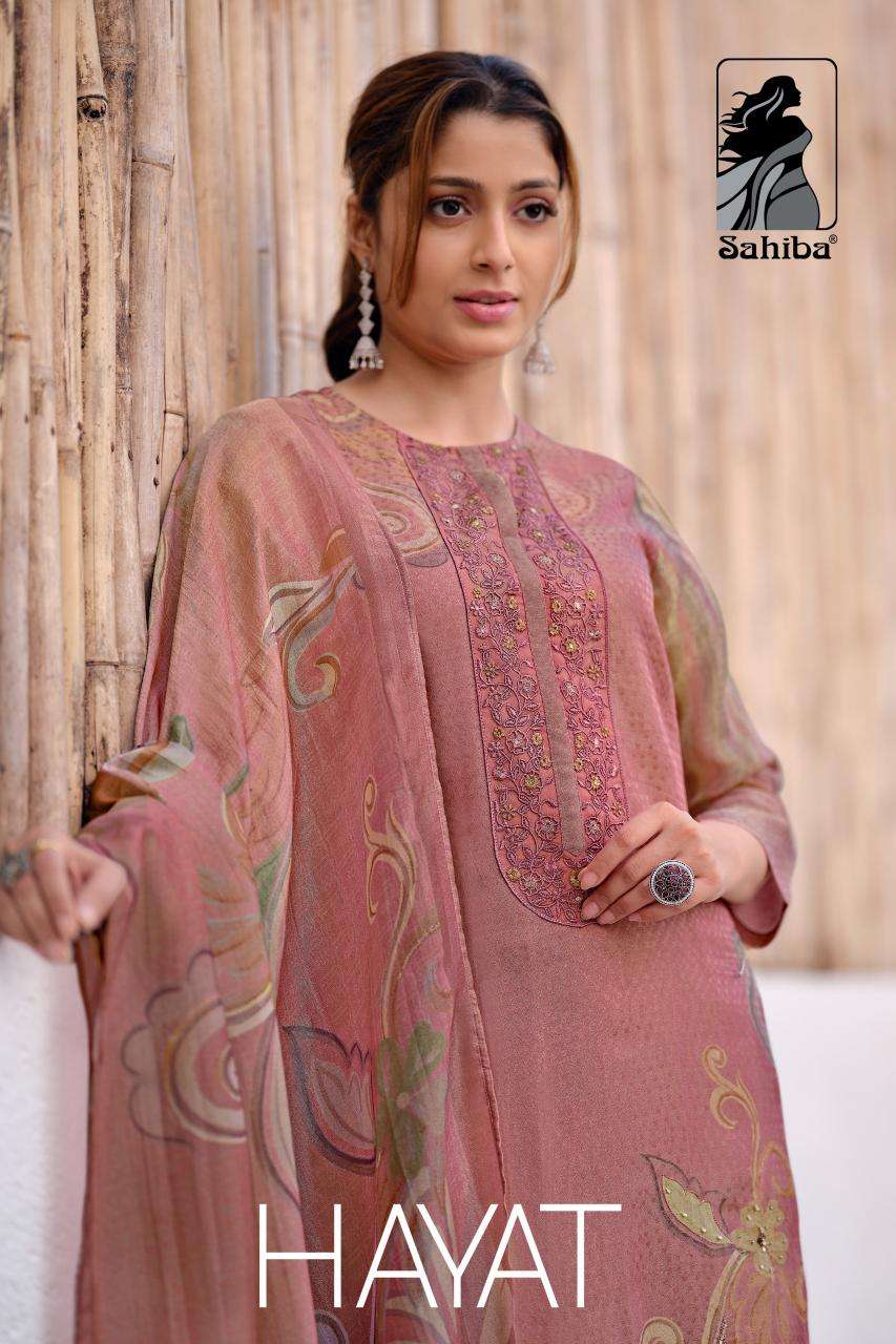 sahiba hayat ORGANZA TISSUE JAQUARD wholesale salwar kameez in surat 