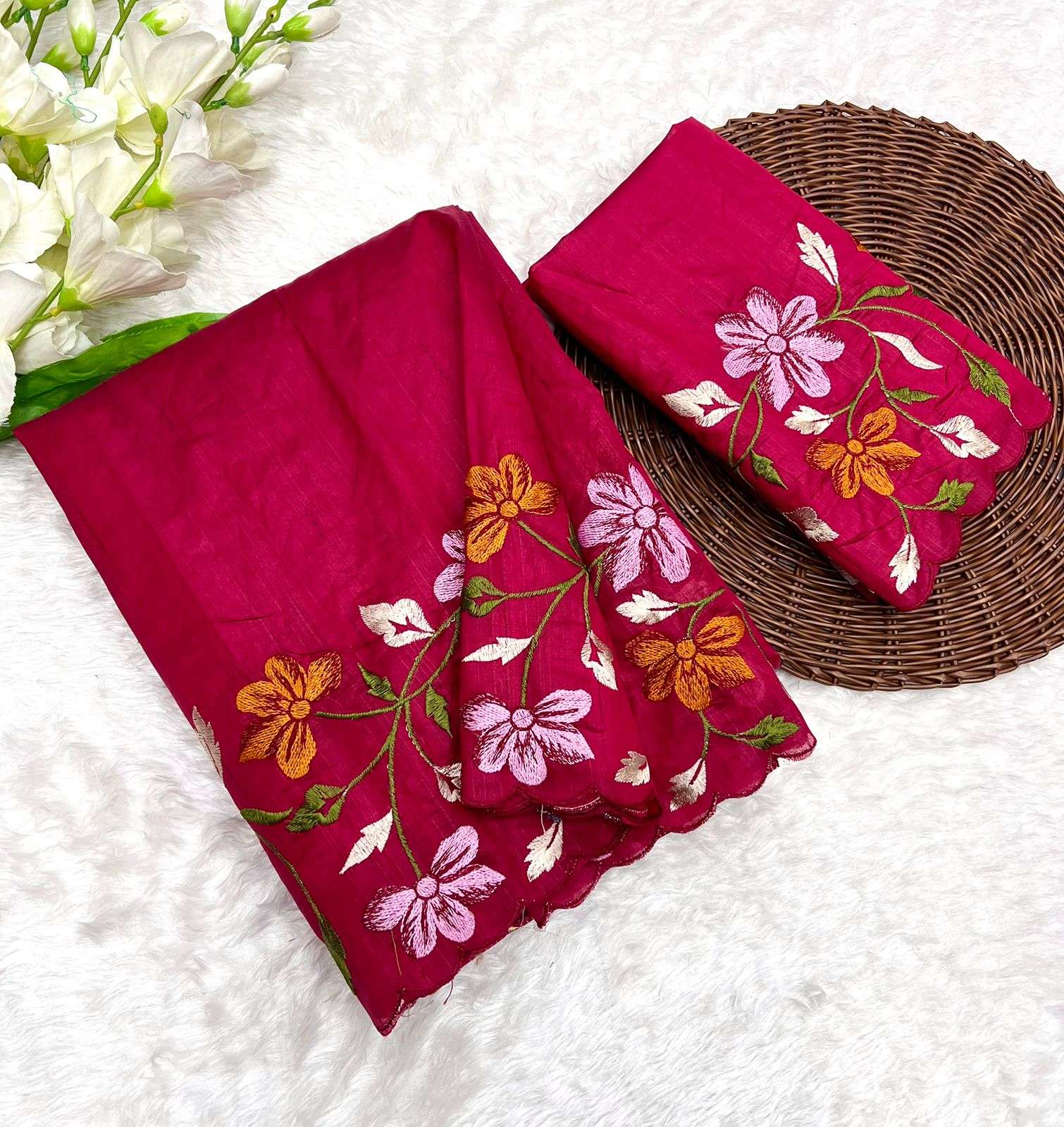 SANSKRUTI Pure Tusser Silk Saree With Fancy Embroidery Work 