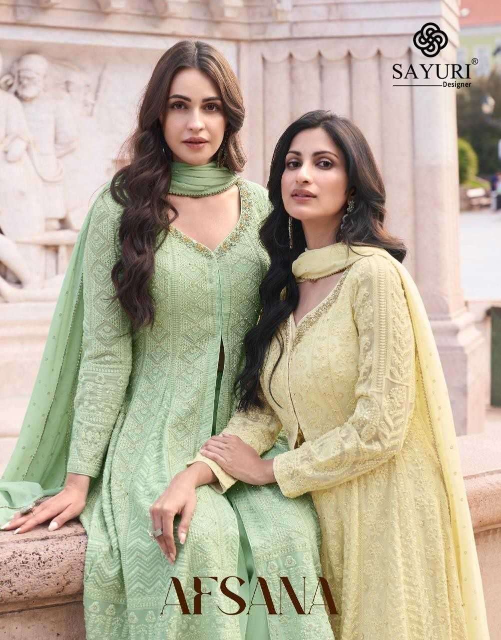 sayuri afsana series 5588-5590 REAL GEROGETTE wholesale salwar kameez in surat