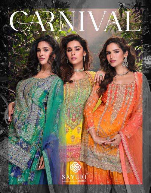 sayuri carnival series 5723-5725 CHINON SILK wholesale salwar kameez in surat 