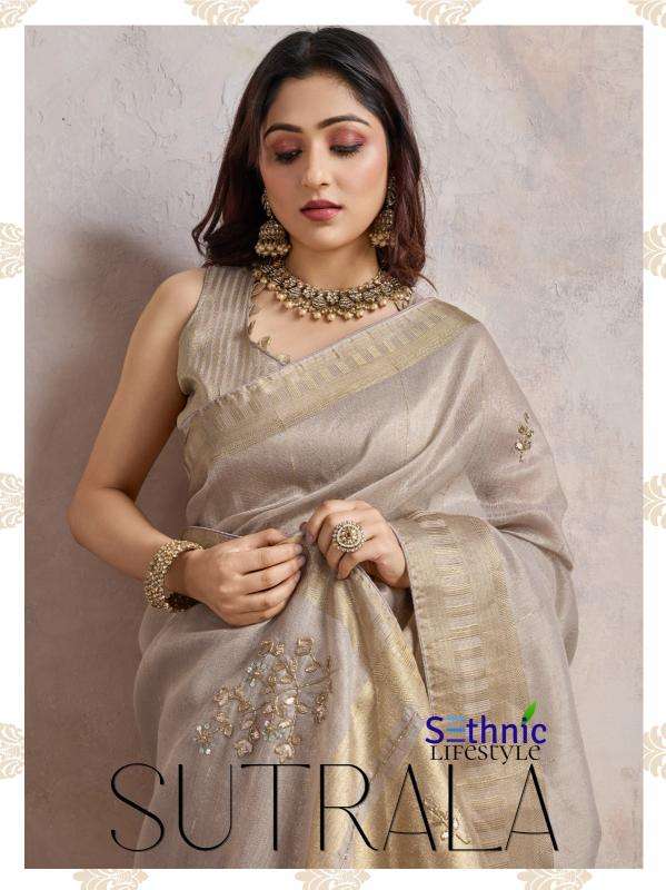 sethnic lifestyle sutrala series 60001-60002 Linen Slub wholesale saree in surat 