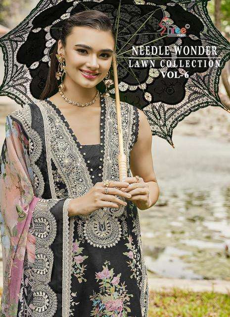 shree fabs needle wonder lawn collection vol 6 series 3687-3692 PURE COTTON wholesale salwar kameez in surat