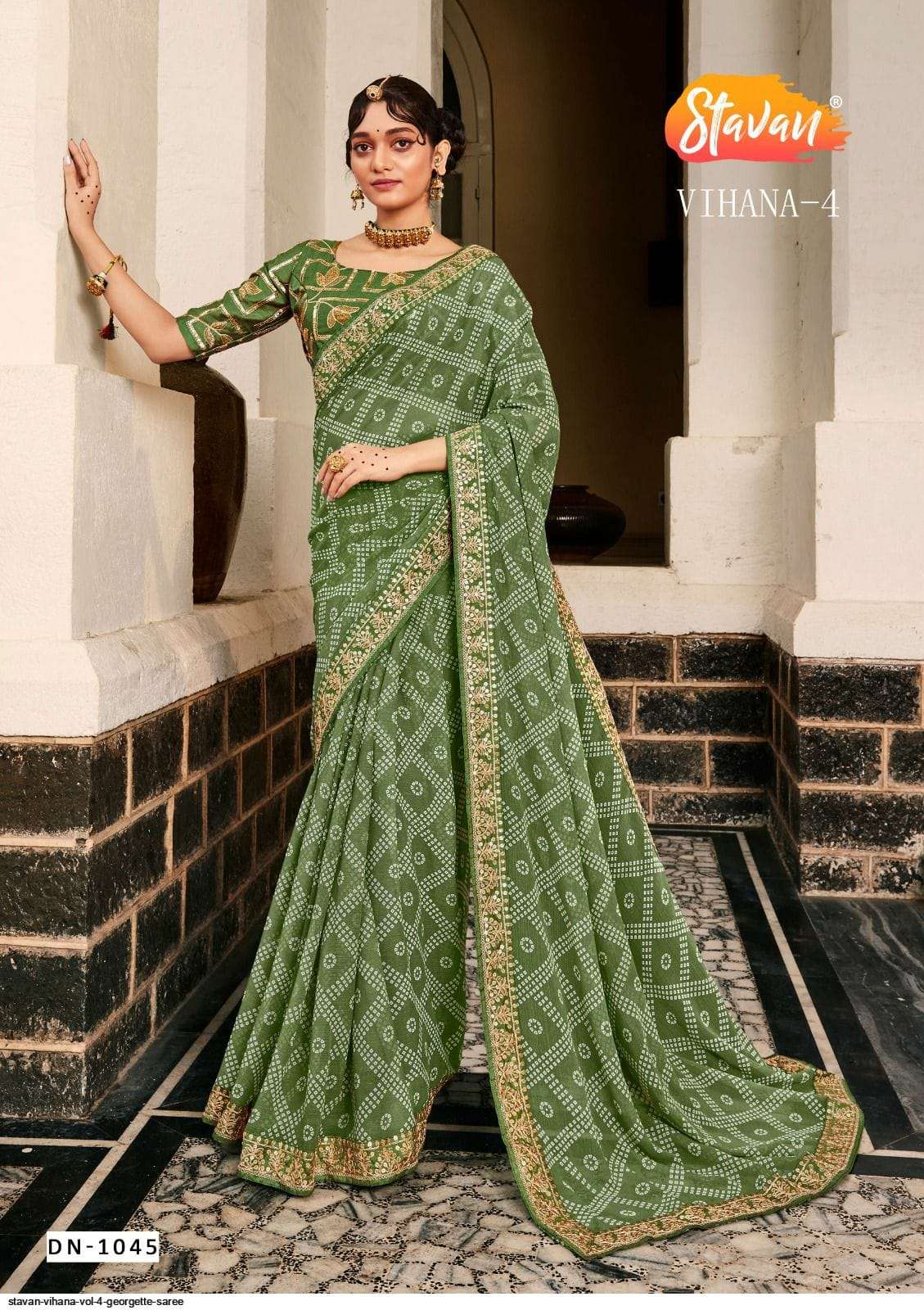 Stavan Vihana Hits Georgette Saree with Beautiful Bandhni Print Wholesale Sarees in Surat